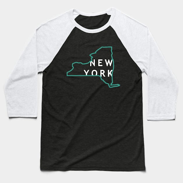 New York State Outline Baseball T-Shirt by FLARE US